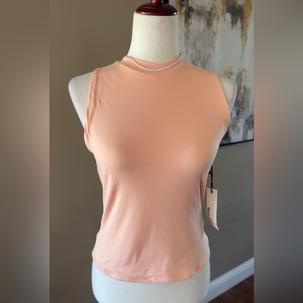 Buttery soft mock neck sleeveless top